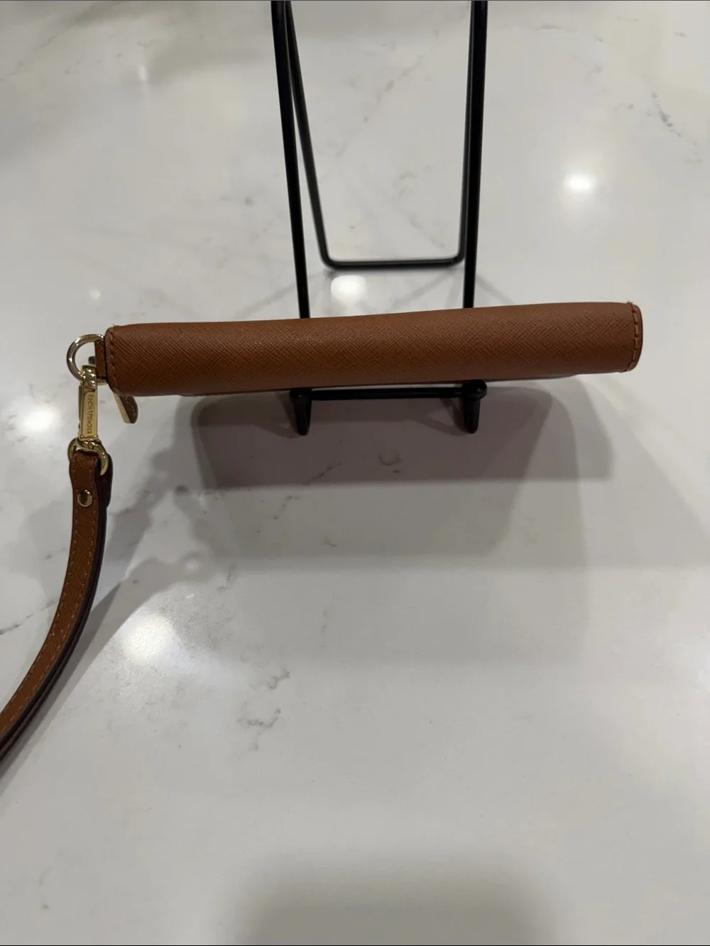 Michael Kors Tan Saffiano Zip Wristlet Card Holder